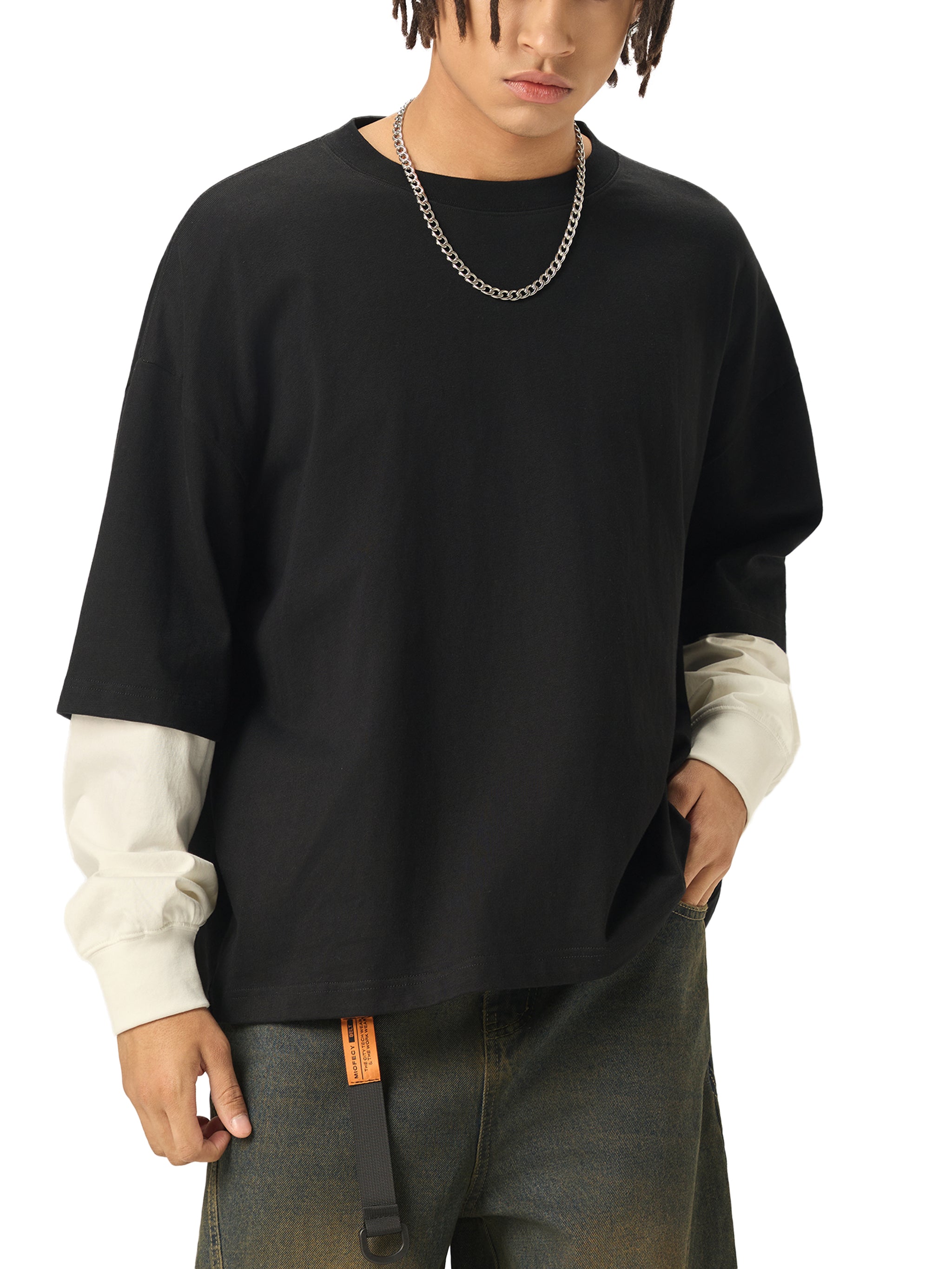 Layered Sleeve Cotton T-Shirt