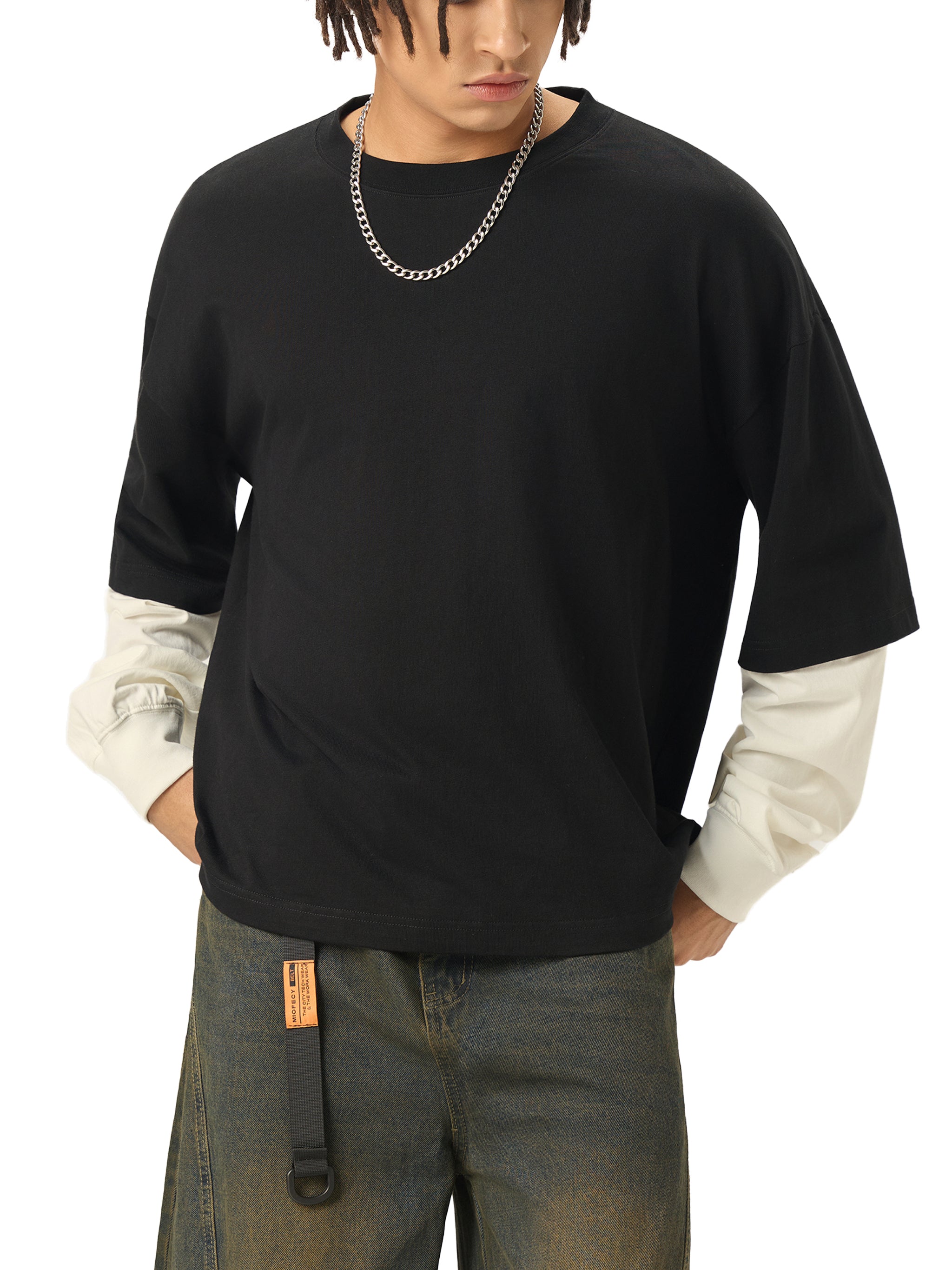 Layered Sleeve Cotton T-Shirt